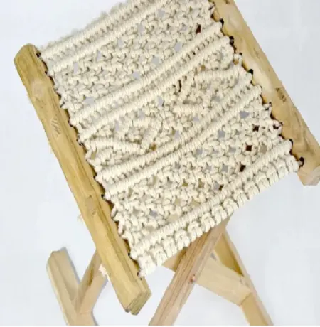 Tamborete otomano de lazer em bambu natural, tecido retrô moderno e em forma de corda para móveis domésticos, console de osso para sala de estar