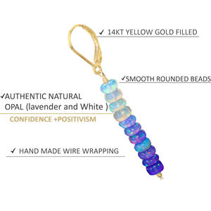 Pendientes colgantes de cuentas de ópalo lavanda de Plata de Ley 925, joyería de piedra natal de moda para mujeres para fiestas, aniversarios, bodas - Product Image 4