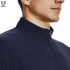 Men's Navy Blue Full <b>Zip</b> Tracksuit Solid Color Polyester Casual Jogging Suit Regular Fit Autumn Wear - Product Image 5