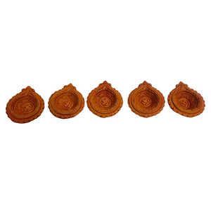Lanternes Diya en terre cuite, lot de 5, 8 cm x 10 cm x 2 cm, pour décorations de fête - Product Image 3