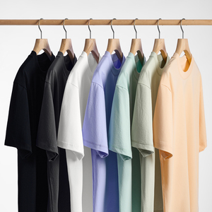 เสื้อยืดผ้าฝ้ายผสมโพลีเอสเตอร์สีขาวพิมพ์ลายว่างเปล่าออกแบบได้ตามต้องการ240กรัมสำหรับผู้ชาย - Product Image 3