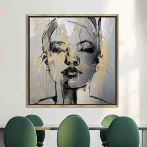 Golden Woman Canvas Print: Elegant Modern Wall Art Decor,GOLD <b>FRAMED</b> CANVAS - Product Image 1