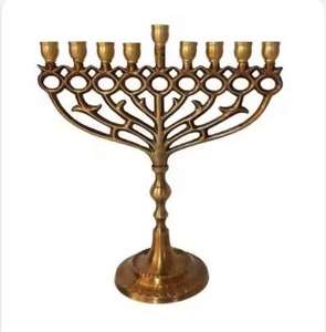 Laiton lumineux Menorah élégant filigrane argent Menorah orné bougeoirs Menorah Religions candélabres - Product Image 5