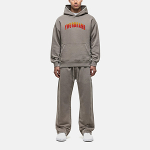 Survêtement pour homme en coton 100% de poids moyen, coupe régulière, surdimensionné, pantalon de survêtement ample, sweat à capuche, 2 pièces, vente chaude pour l'hiver - Product Image 6