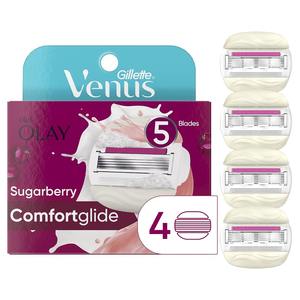 Gillette Venus ComfortGlide Plus Olay Sugarberry Recambios de cuchillas de afeitar para mujer, 4 unidades - Product Image 1
