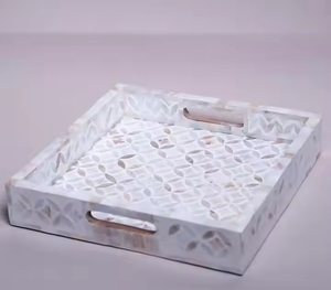 Meilleure vente Plateau de service moderne fait à la main durable, grande taille, incrustation d'os carré Plateau de nourriture décoratif spécial pour servir - Product Image 2