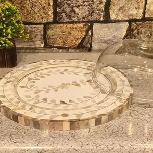 ถาดอะคริลิคทรงโดมสไตล์อาหรับหรูหราพร้อมเม็ดมุกฝังหรูหราสำหรับตกแต่งบ้านในเทศกาลอีดเดือนและงานรื่นเริง - Product Image 1