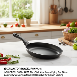 INDUCTION Black 103IN 20TP Non-Stick Aluminum Frying Pan 20cm <b>Ceramic</b> Wok Stainless Steel Heat Resistant for Kitchen Cooking - Product Image 3