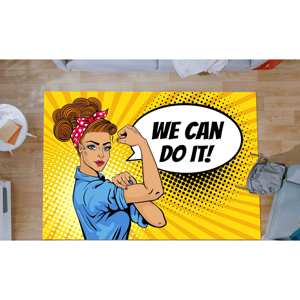 Alfombra Rosie the Riveter: Tapete de Cocina Estilo Pop Art, Decoración de Mujer Fuerte, Alfombra de Chenilla - Product Image 1