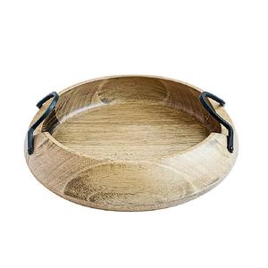 ถาดเสิร์ฟโลหะพร้อมที่จับเหล็กสีดำสไตล์วินเทจถาดเสิร์ฟทำจากไม้สีเข้มสำหรับตกแต่งโต๊ะโต๊ะรูปทรงตามสั่งสี - Product Image 6