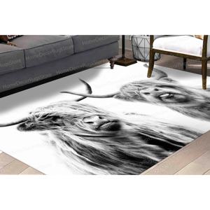 Tapis à motif Highland Cow - Tapis imprimé avec un design écossais, tapis gobelin - Product Image 1