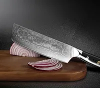 Coffrets de couteaux de chef professionnels en acier inoxydable Damas forgé à la main avec manche en résine, modèle SMK DKK-07