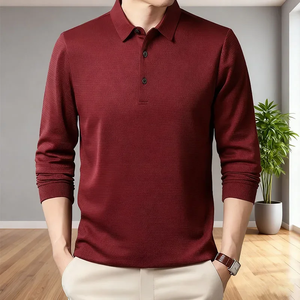 Camiseta de Manga Larga para Hombre, Transpirable, Informal, para Otoño y Primavera, Suave, Corte Regular, 100% Algodón Tejido - Product Image 1