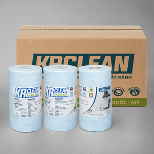 Krclean ผ้าขนหนูห้องครัวแบบใช้แล้วทิ้งสีฟ้า100 1ชั้นต่อม้วน20x20ซม. ทำความสะอาดที่มีประสิทธิภาพสำหรับพื้นผิวห้องครัว - Product Image 1