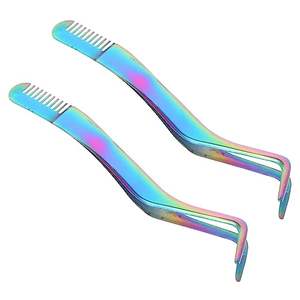 Pince à cils avec peigne Outil à cils brosses à cheveux pour femme Peigne à cheveux Applicateur de cils ergonomique en acier inoxydable - Product Image 3
