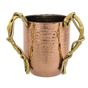 Tasse de fantaisie de verres en métal de haute qualité polie argentée et brillante avec poignées uniques plaquées or du fournisseur indien - Product Image 2