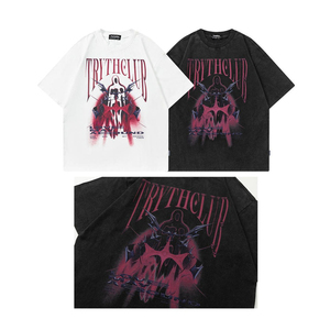 OEM Loose Fit Camisetas Unisex Liso 100% Algodón Streetwear Calidad Algodón Loose Fit Custom Logo Impreso Camiseta para hombres - Product Image 2