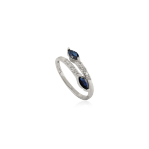 Anillo Apilable de Oro Blanco de 14K con Zafiro Azul y Diamante de Primera Calidad, Regalo de Cumpleaños para Ella, Joyería al por Mayor - Product Image 3