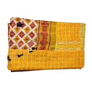 Handmade Indian <b>Vintage</b> Kantha Quilt Reversible Cotton Blanket Bedcover Summer Hotel & Home Use 'Gudari' <b>Bedding</b> Sets - Product Image 5