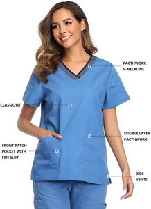 Ropa de enfermería para mujer, venta al por mayor, conjunto de Top y pantalón, conjuntos de uniformes, uniforme médico de trabajo de talla grande y manga corta - Product Image 4