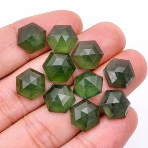 35 Ct. Natural Nephrite <b>Jade</b> Hexagon Shape Faceted Loose Gemstone 10 Pcs Lot For Making Jewelry 10*10*5 mm Wholesale Prices Gems - Product Image 1