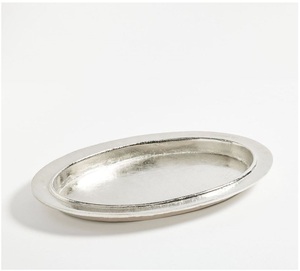 Plateau de service ovale en métal rustique fabriqué à la main, pièce maîtresse artisanale durable d'inspiration vintage pour un usage divertissant et quotidien - Product Image 3