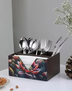 ที่ใส่ช้อนส้อมไม้กระถินเทศ พร้อมที่เก็บช้อน มีด ส้อม สำหรับห้องครัว - Product Image 5