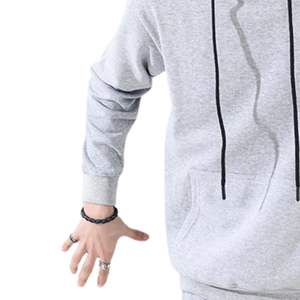 <b>Men</b> light <b>grey</b> pullover hoodie fleece tracksuit long sleeve <b>sweatshirt</b> and joggers casual streetwear winter fashion outfit - Product Image 3