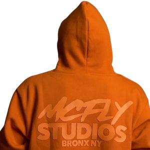 <b>Orange</b> Pullover <b>Hoodie</b> for <b>Men</b> Heavyweight Cotton Fleece Kangaroo Pocket Hooded Sweatshirt Casual Streetwear - Product Image 5