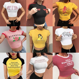 OEM Logo personnalisé femmes haut court dames coupe ajustée t-shirts courts design personnalisé culture gros t-shirts femmes haut court - Product Image 6