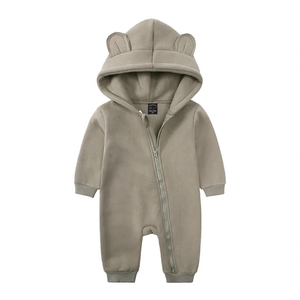 Logo personnalisé imprimé hiver chaud polaire bébé barboteuse nouveau-né coton vierge pour les nourrissons âgés de 0-3 mois tissu tricoté bouton pression - Product Image 2