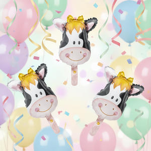 Globos de Animales de Papel de Aluminio para Fiestas, Diseño Vaca, 17x22cm, 3 Piezas - Product Image 2