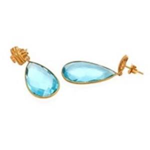 Pendientes con forma de pera de Plata de Ley 925, GEMA de Topacio Azul, Hydro, novedad - Product Image 1