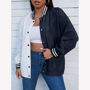 Nouvelle arrivée 2026 Veste universitaire pour femme en cuir d'agneau de qualité supérieure Veste d'hiver de style lettreman Respirante et chaude - Product Image 1