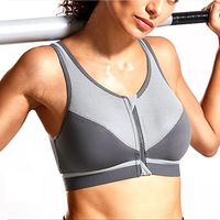 Soutien-gorge de sport unisexe grande taille respirant et écologique avec fermeture éclair frontale, couvrance intégrale, soutien dorsal croisé, sans armatures, idéal pour l'entraînement