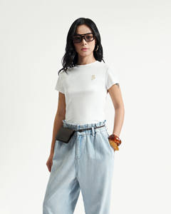 Camiseta Casual de Verano para Mujer, Manga Corta, Cuello Redondo, Bordado, Corte Regular, 100% Algodón, Secado Rápido, Transpirable, Color Sólido, Routine VN - Product Image 2