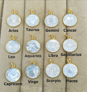 Madre de perla Acuario Signo del zodiaco Tallado Colgante de bisel de plata esterlina - Product Image 6