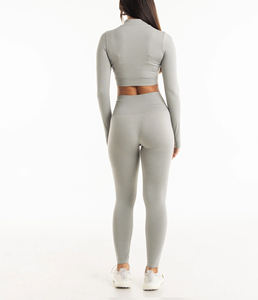 Leggings d'entraînement sans couture pour femmes, bande côtelée taille haute, conception d'amélioration de la courbe, vêtements de sport pleine longueur à l'épreuve des squats - Product Image 4
