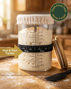 Kit de démarrage de levain de 35 oz avec pot en verre à large ouverture, bande de suivi de date et thermomètre pour la cuisson du pain - Product Image 1
