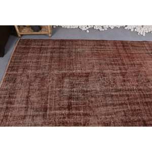 พรมตุรกีโบราณแบบทันสมัยขนาดใหญ่6.4x9.2ฟุตสีน้ำตาลปะต่อวัสดุขนสัตว์มีแผ่นยางรองสำหรับตกแต่งห้องโถงห้อง - Product Image 5