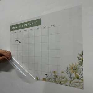 Organizador planificador mensual reutilizable modelo-16, vidrio de poliestireno duradero/madera, pizarra blanca de borrado en seco, superficie, electricidad estática - Product Image 5