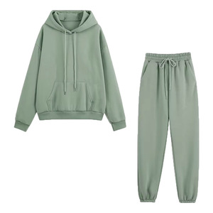 Ensemble survêtement femme en coton 100% avec logo personnalisé, sweat-shirt et pantalon de jogging pour l'hiver - Product Image 1