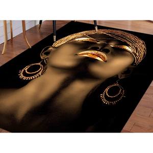 Alfombra Africana con Diseño de Mujer Dorada: Arte Moderno, Decoración para Sala de Estar, Alfombra Suave con Pelo Largo - Product Image 4