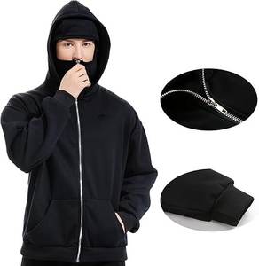 Sweat à capuche homme cagoule hiver sweat à capuche double couche avec fermeture éclair, sweat à capuche hip-hop doublé polaire - Product Image 3