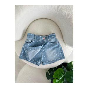 I miei piccoli pantaloncini di jeans con stampa a pois gonna-azzurro