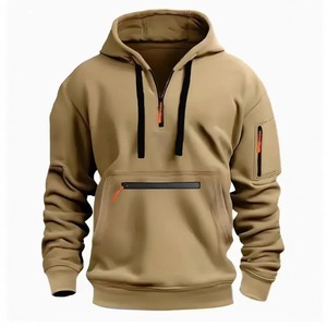 2025 alta calidad hombres XS tamaño Otoño Invierno Sudadera con capucha sólido cremallera bolsillo moda Casual manga larga Tops para deportes al aire libre - Product Image 6