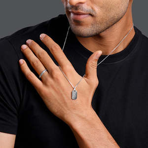 Juego de dúo de obsidiana de plata oxidada Vintage, anillo de aleación fina con diamante de pera para compromiso de fiesta de boda, forma personalizada para él - Product Image 6