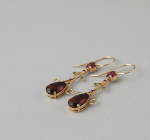 Pendientes llamativos de 5 pulgadas con circonita cúbica roja, plata de ley 925, chapados en oro de 18 quilates, 12g, joyería con piedras preciosas a precio de mayorista - Product Image 3