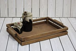 Bandeja para servir rectangular de madera con diseño de HOTEL, acabado Natural, tamaño estándar para el hogar y la boda, bandeja para servir comida hecha a mano - Product Image 2