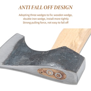 ขวานเหล็กคาร์บอนพร้อมเคสหนังสำหรับตั้งแคมป์ขวานไม้ด้ามจับทำจากไม้ - Product Image 5